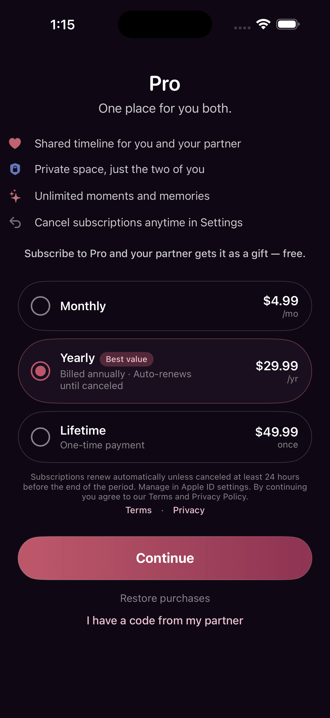 Pro plans — Monthly, Yearly, Lifetime